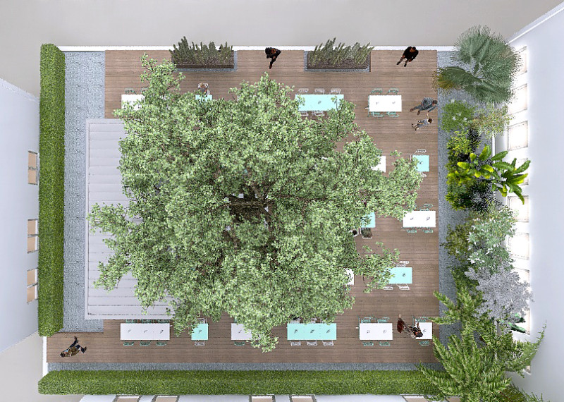 Aménagement d'une grande terrasse d'entreprise à La Garde