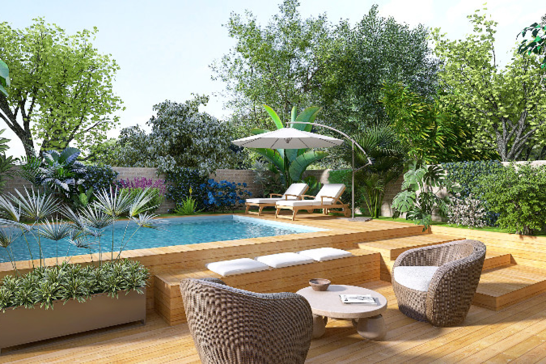 Aménagement d'une piscine et terrasse pour une maison à Hyères